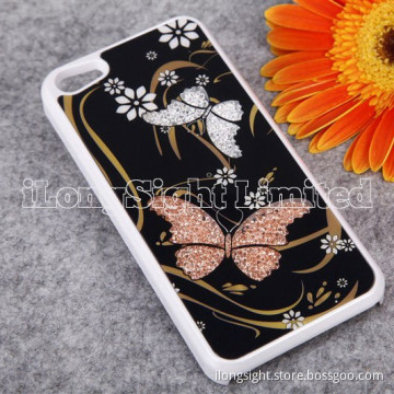 Butterfly Pattern Diamond Plastic Case For iPhone 5